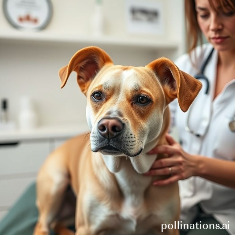 proven - Senior dog receiving acupuncture treatment, peaceful clinic setting, gentle practitioner, soothing atmosphere, holis